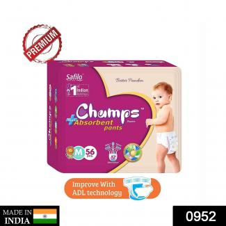 0952 Premium Champs High Absorbent Pant Style Diaper Medium Size, 40 Pieces (952_Medium_40) Champs
