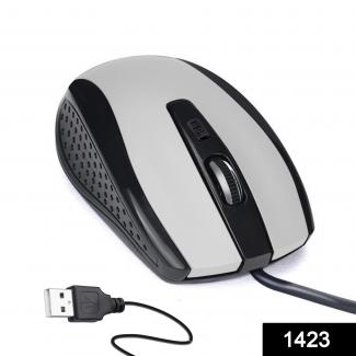 1423 Wired Mouse for Laptop and Desktop Computer PC With Faster Response Time (Silver) 