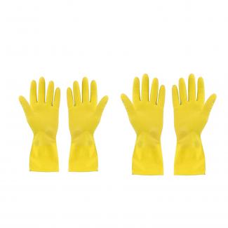 4854 2 pair med yellow gloves For Types Of Purposes Like Washing Utensils, Gardening And Cleaning Toilet Etc. 