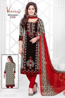 Synthetic Salwar Suits with Chiffon Dupatta